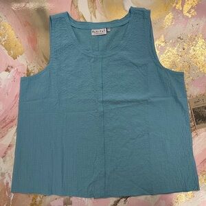 Habitat mauiblue crinkled sleeveless blouse top L